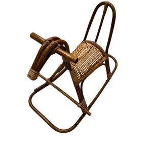 Vintage Mid-Century Modern Wicker Child's Rocking Horse